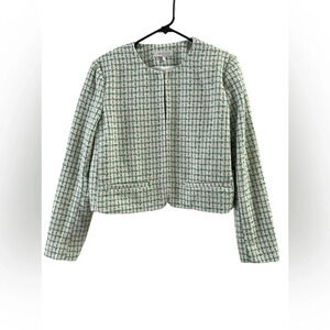 Wayf green tweed classy blazer jacket
